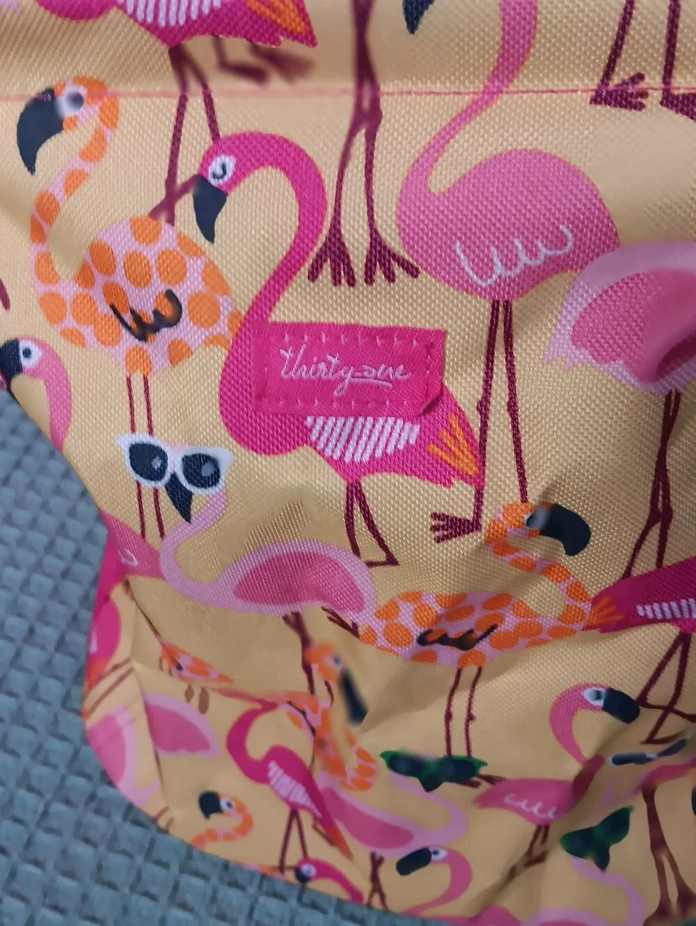 Thirty-one Thermal Tote Bag-Flamigo Pattern On Yellow &Matching Utility Tote - Picture 6 of 10